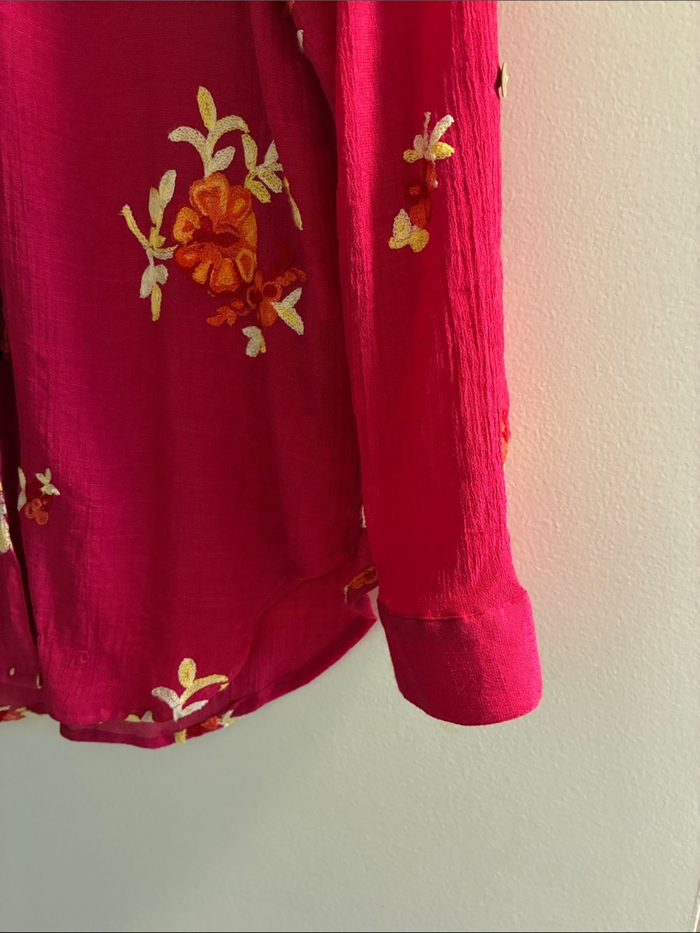 fig and flower Hot Pink Floral Embroidered Blouse - Picture 5 of 5